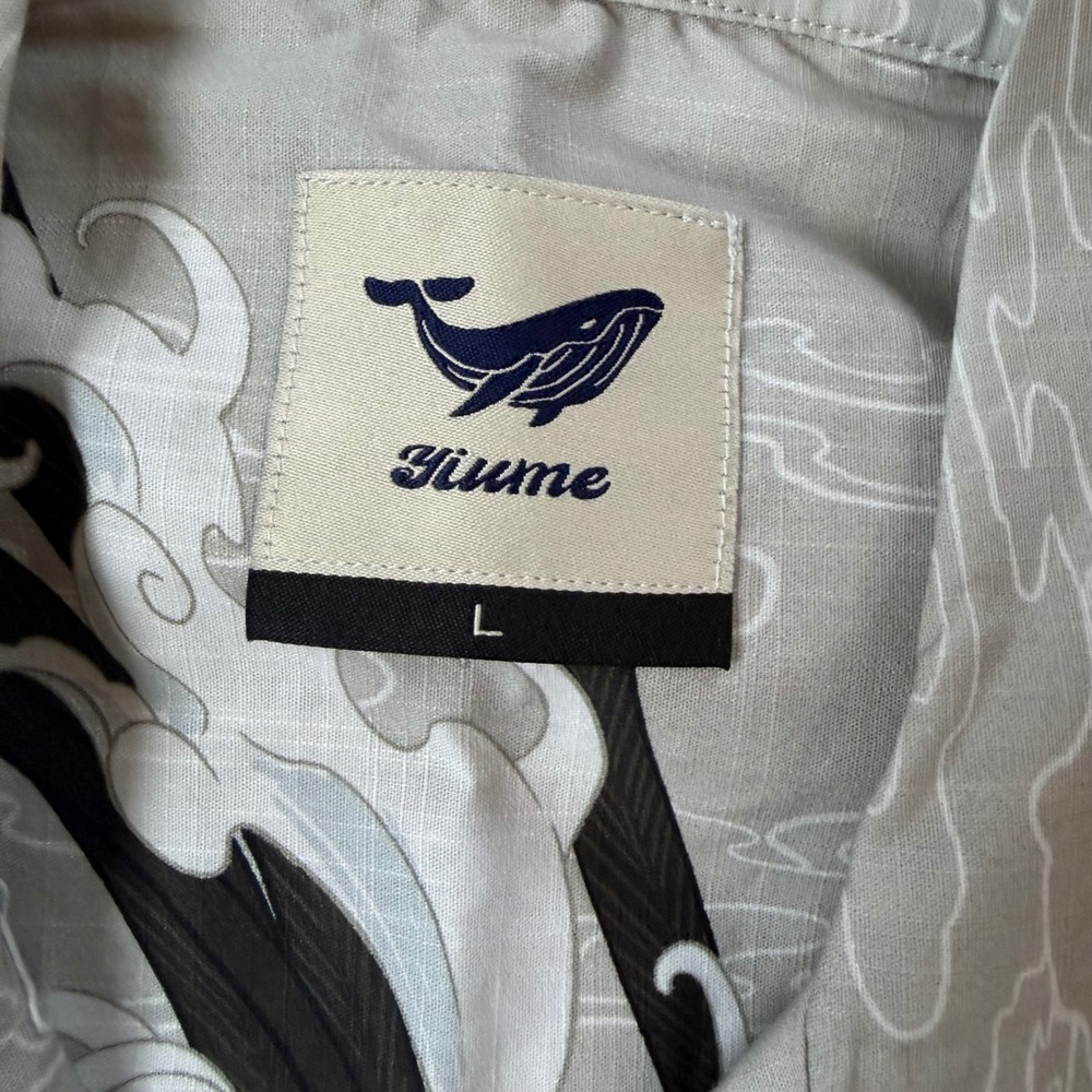 NWT Yiume Rooster Surf Hawaiian Shirt Cotton Short Sleeve Large Tropical Resort - Picture 5 of 11